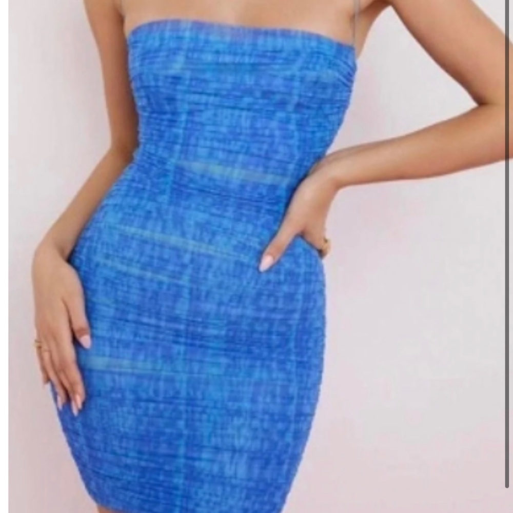 House of CB Ella Mesh Mini Dress Blue